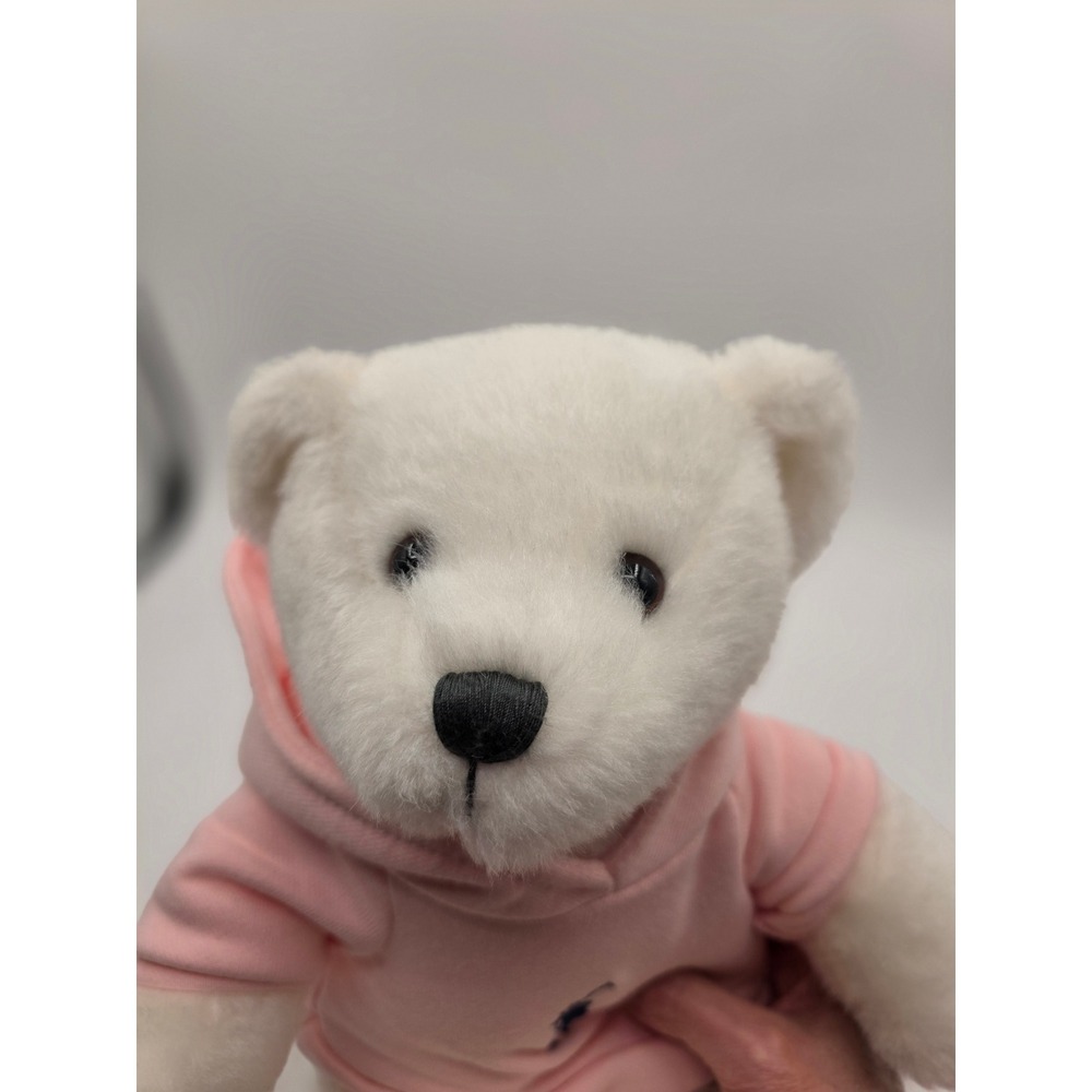 Ralph Lauren Romance White Teddy Bear Pink Hoodie Pony Logo Plush Toy - Picture 3 of 8
